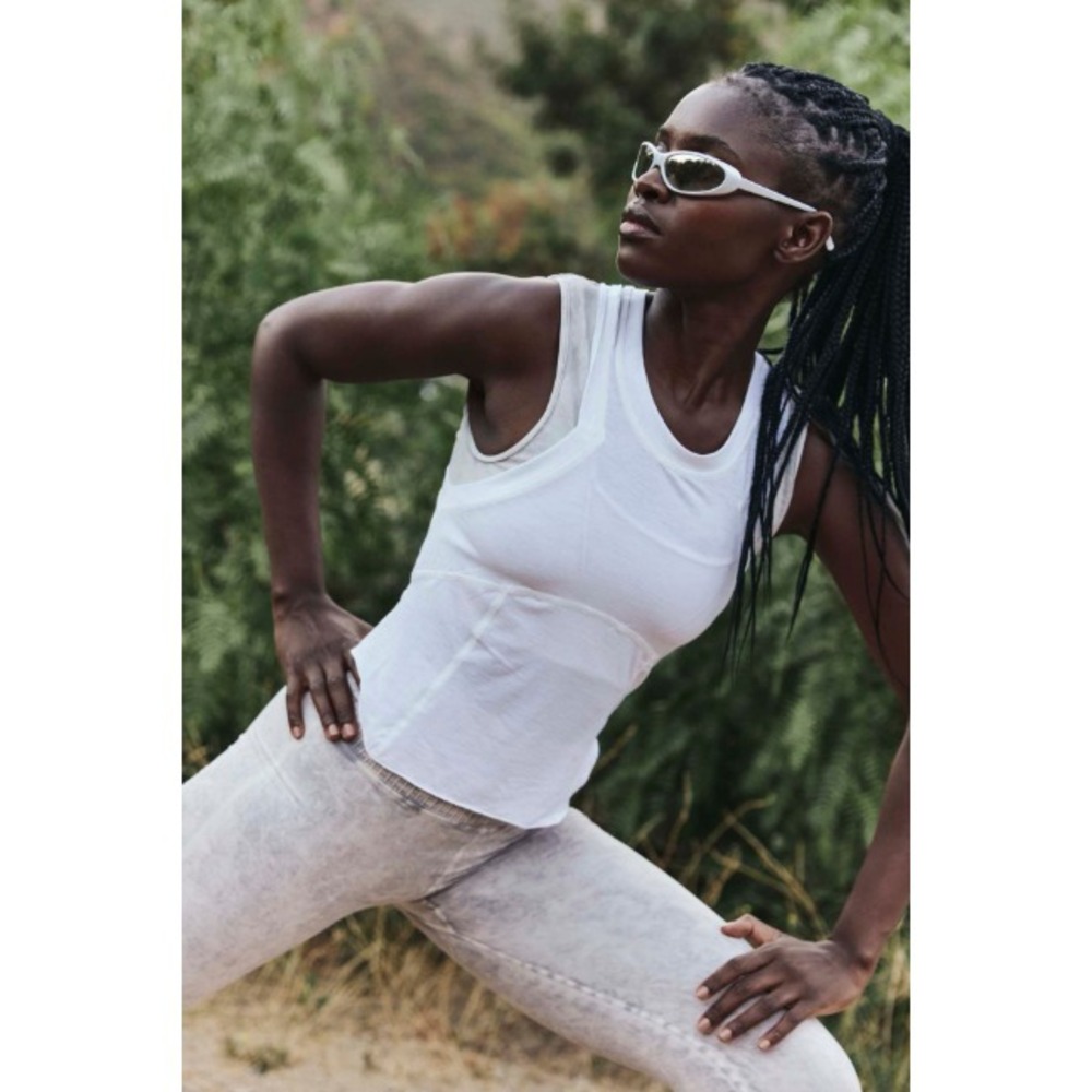Free People Movement® (Women's SMALL) Silver Lining™ Tempo Tank in White